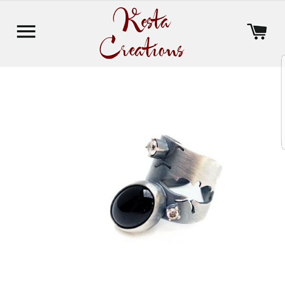 Kesta Creations Silver and Onyx Designer Ring